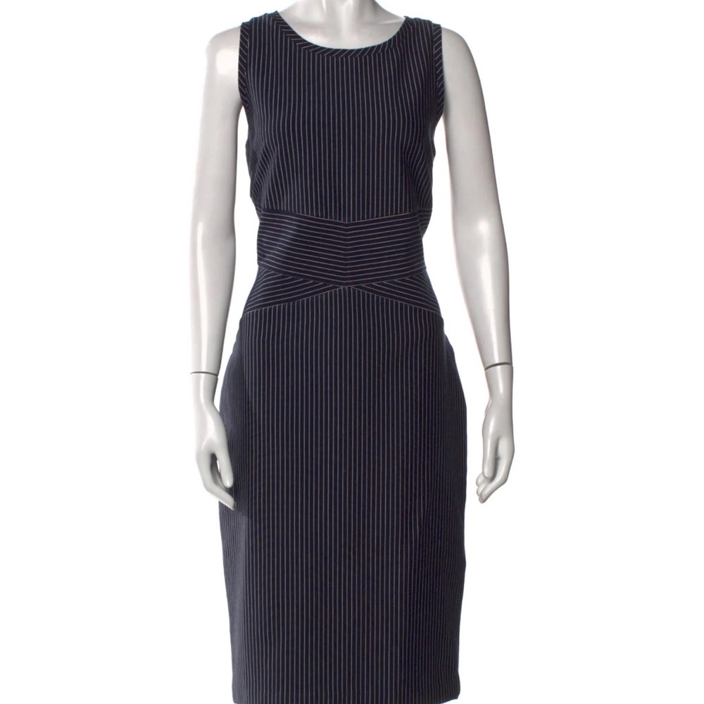 Michael Kors Navy Pinstripe Midi Dress